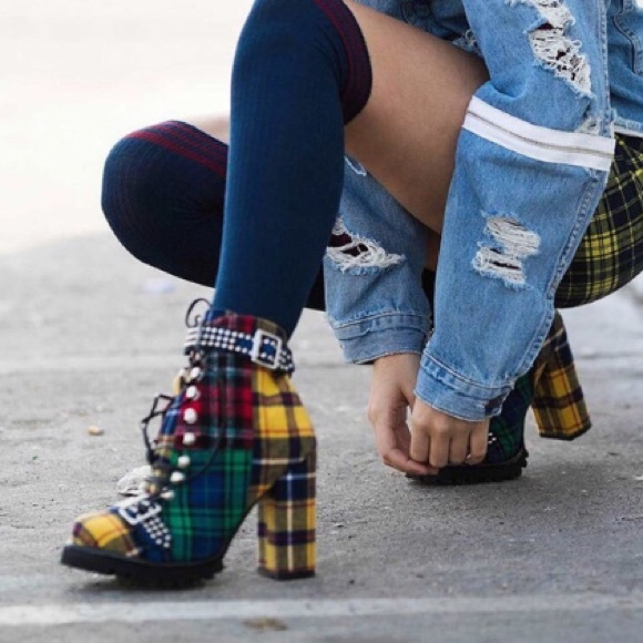 jeffrey campbell plaid booties